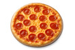 © PNG Kingdom  - Round pepperoni pizza with melted cheese isolated on transparent background, perfect for food and restaurant promotion