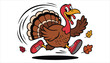 © Tania - Funny Running Turkey Cartoon. Thanksgiving Character Illustration.