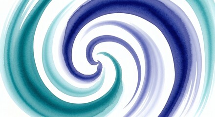Wall Mural - blue and green watercolor swirls on a white background