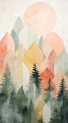 Wall Mural - Forrest abstract painting plant.