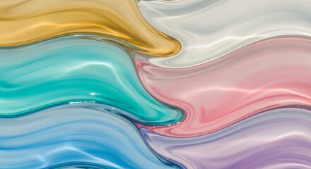 Wall Mural - swirling liquidlike bands of metallic gold turquoise pink blue and purple