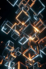 Wall Mural - Abstract digital composition of glowing cubes.
