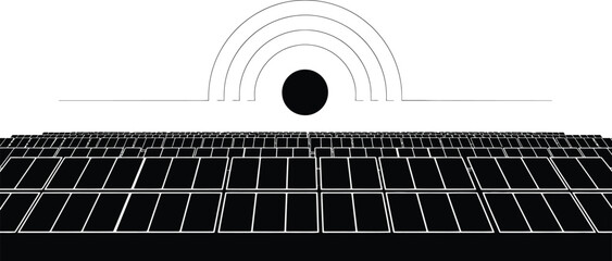 Solar panel array generating renewable energy, promoting clean electricity and environmental sustainability