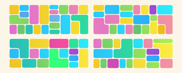 Wall Mural - Bento grid abstract pattern gradient colorful minimal geometric modern frame style. Metaball y2k template for ui, website vector 10 eps