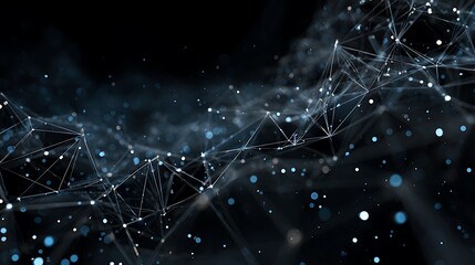 Abstract Network Connection with Lines and Dots on Dark Background