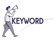 © Ridoykhan - Silhouette of a person holding a megaphone with the word 'Keyword' displayed.