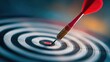 © Eksistensi - Red dart embedded in bullseye of target