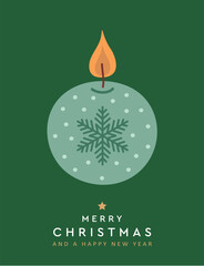 Wall Mural - christmas greeting card with candle vector illustration