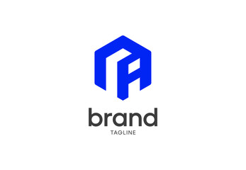 blue geometric letter a icon with transparent background