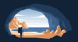 © Suharni - Adventurer Enjoys Scenic Ocean View From A Coastal Cave Entrance