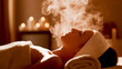© Ahmed - A serene woman with her eyes closed, receiving a rejuvenating facial steam treatment in a peaceful and relaxing spa environment