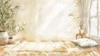 © Anton - Artistic watercolor illustration of grounding mat in serene home setting, soft flowing colors, organic brushstrokes, wellness and mindfulness theme, hand-painted aesthetic, gentle earth tones