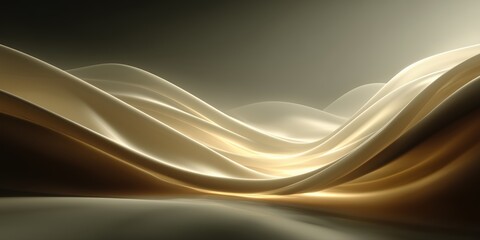 Wall Mural - flowing golden satin waves with luminous highlights and deep shadows in warm luxury lighting