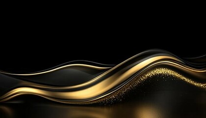 Canvas Print - modern dark elegance featuring polished waves and curves in luxurious black and gold shades