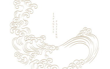 abstract wave frame in Japanese style. Hand drawn line background in vintage style.