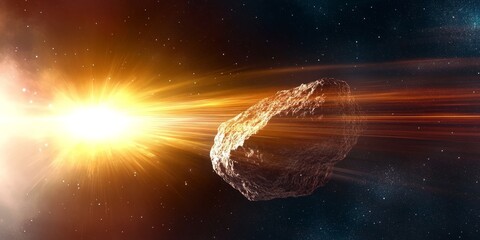 Wall Mural - Stunning Illustration of a Meteor Impact in Space, Capturing the Cosmic Adventure and Phenomenon