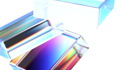 Wall Mural - abstract animation, 3d render of rotating glass blocks, 4k seamless looped video