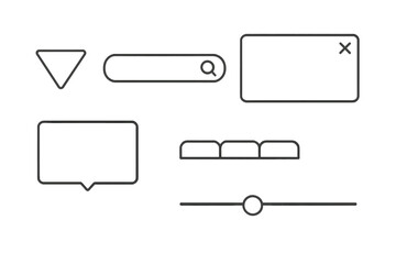 Variety of user interface design elements displayed on a minimalist background for digital applications
