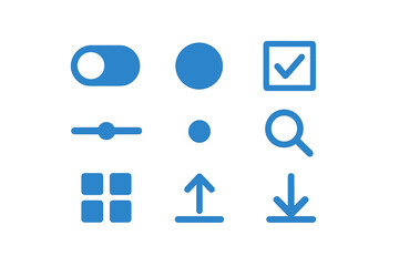 Colorful icons representing user interface elements in a modern digital design setting