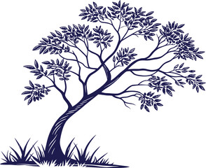 vector illustration of a tree with birds