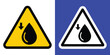 © bibin - Bold yellow and black triangular fire hazard warning sign with low water level icon with arrows