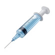 © Icon Collection - A medical syringe with a sharp needle filled with blue liquid, isolated on a transparent background, representing healthcare, treatment, and medical procedures
