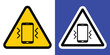 © bibin - Bold yellow and black triangular fire hazard warning sign with Phone vibration icon