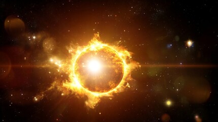 Wall Mural - majestic sunlight display with fiery energy creating a stunning circle around the solar blaze