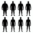 © Adobe - Progression of male body types from overweight to fit silhouette isolated on white background
