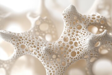 Wall Mural - abstract 3d rendering of a porous, organic-like structure with interconnected cavities.