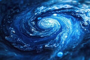 Wall Mural - abstract swirling vortex of deep blue hues, resembling a cosmic nebula or galaxy.