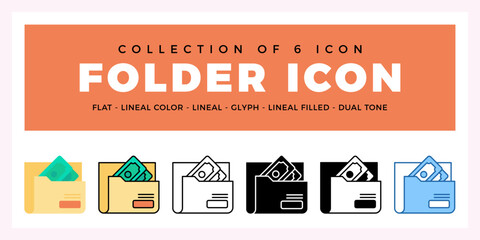 Wall Mural - pack of 6 vector folder icon