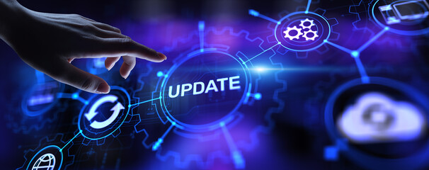 Wall Mural - Update System Upgrade Software version technology concept on virtual screen.