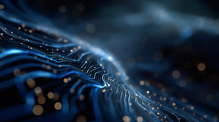 Wall Mural - digital blue circuits: a visually captivating abstract image showcasing the intricate beauty of digi