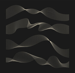 Wall Mural - set of line wave fluid shapes. collection of circle geometric abstract liquid black forms ,modern de