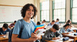 © Stanley - Student Engaged in Classroom Learning, High School, Educational Photo, Bright Environment, Close-Up View, Youth Empowerment