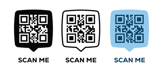 Qr code frame set. Qr code mockup. Template scan me Qr code. Mobile payment and identity. Vector illustration.