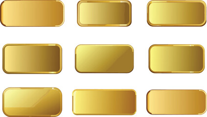 Collection of golden rectangle interface buttons ready for app development work