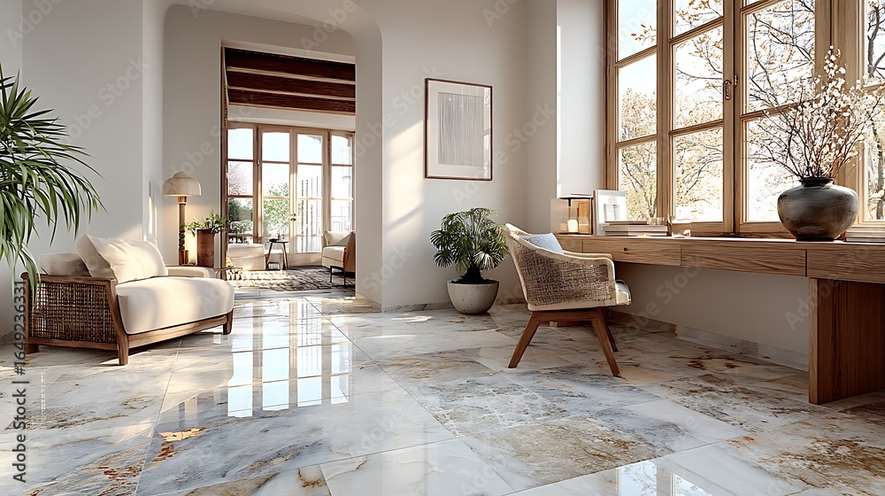 Luxury home interior with polished marble flooring high resolution ...
