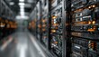 © Abu - Server racks in a data center, rows of equipment