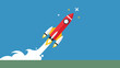 © Jill Dundee - Illustration of a Red Rocket Launching Into the Sky With Flames