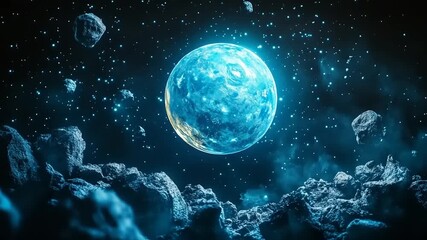 Wall Mural - Space scene with celestial body and asteroids