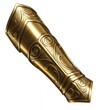 ©  Yassine DS - Magnificent golden armor bracer detailed view showing intricate Celtic knotwork and swirl engravings for high-end fantasy costume collectors