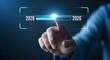 © GFX - Finger Interacting with Digital Display Showing Year 2026 Progress Bar future advancement