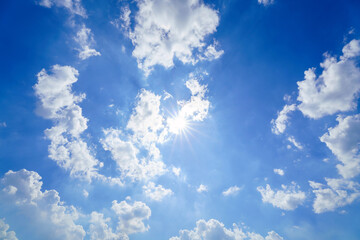 Wall Mural - beautiful airatmosphere bright blue sky background abstract clear texture with white clouds.