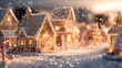 © Lebah - Festive gingerbread houses in a snowy village at sunset
