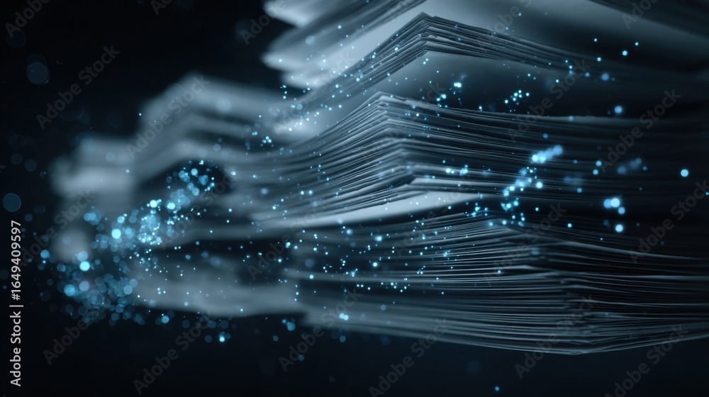 An animated sequence showing a timelapse of paper documents ...