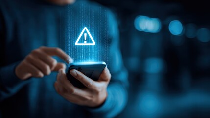 Warning sign on smartphone screen
