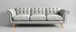 © Watcharong - Elegant gray & white three-seater sofa, gold legs, retro style, classic, living