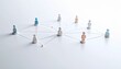 © 문용 최 - Simple background, connection network with doll icons connected to each other with thin lines